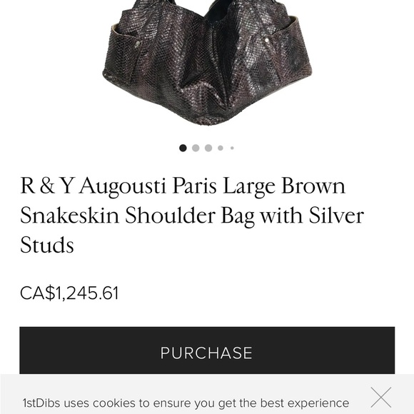 R&Y Augousti Large Black Python Snakeskin Shoulder Bag with Brass Hardware - Picture 17 of 17